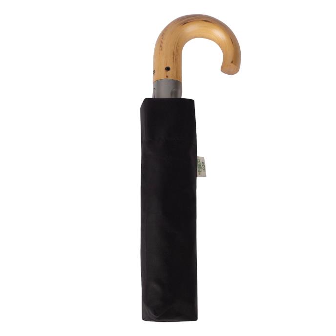 totes ECO-BRELLA® Auto Open Wood Crook Handle - Black ( 3 Section ) Extra Image 2